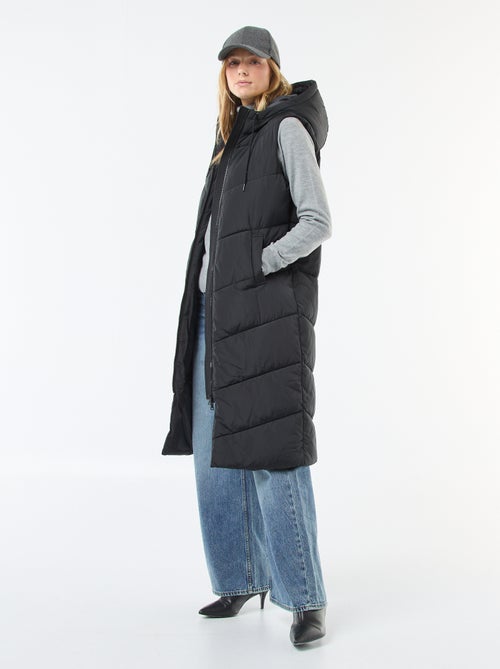 Plumífero largo con capucha sin mangas - Kiabi