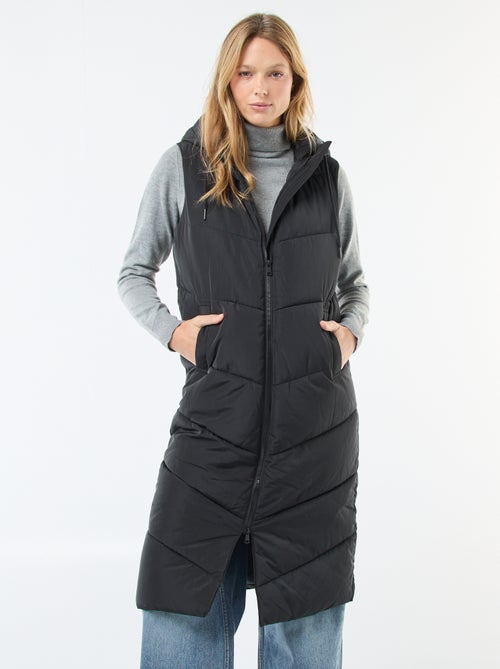 Plumífero largo con capucha sin mangas - Kiabi