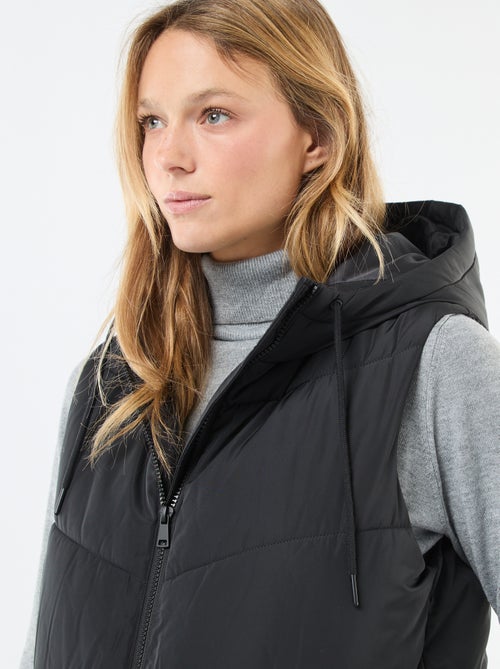 Plumífero largo con capucha sin mangas - Kiabi