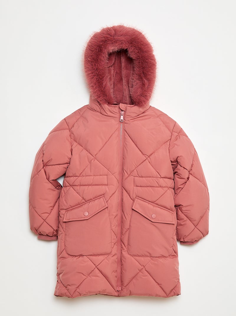 Plumífero midi cálido repelente al agua Rosa - Kiabi