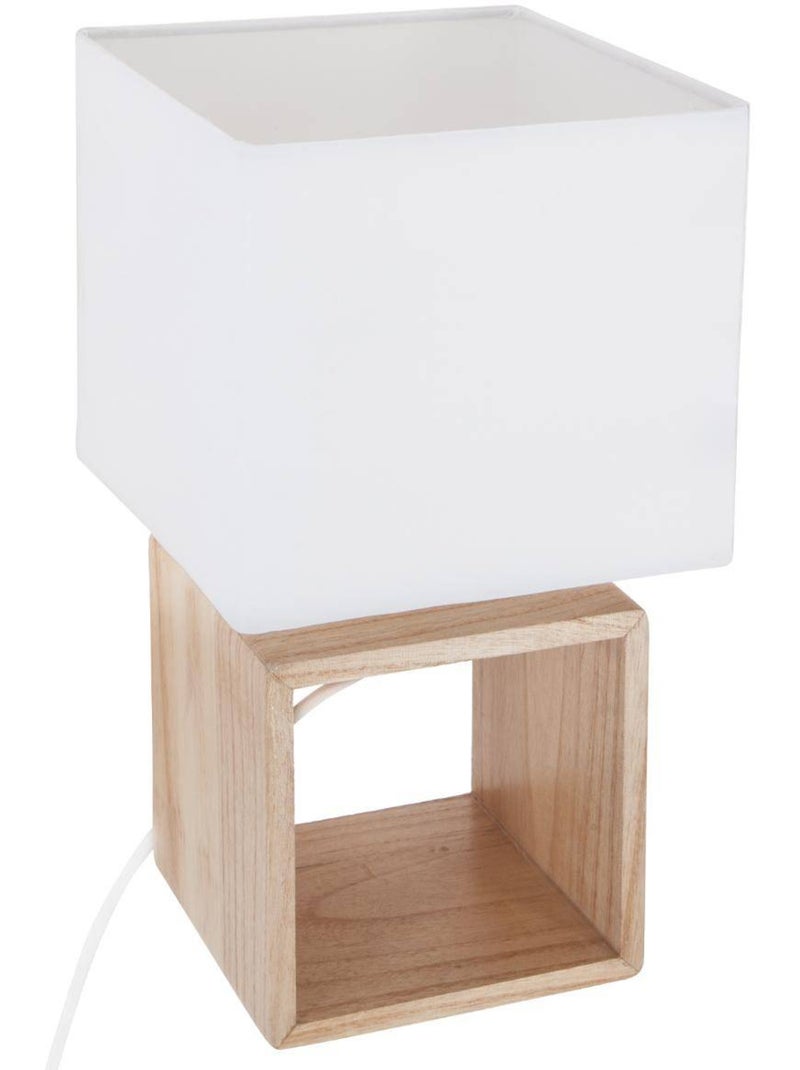 Pojo lámpara madera h32cm Blanco - Kiabi