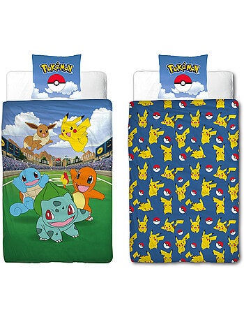 Pokémon, juego de sabanas infantil estampado reversible, Pikachu Battle, funda nórdica 140x200 cm