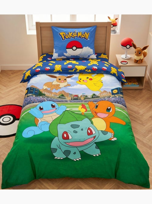 Pokémon, juego de sabanas infantil estampado reversible, Pikachu Battle, funda nórdica 140x200 cm - Kiabi Pokémon, juego de sabanas infantil estampado reversible, Pikachu Battle, funda nórdica 140x200 cm - Kiabi