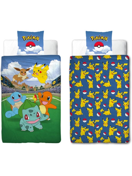 Pokémon, juego de sabanas infantil estampado reversible, Pikachu Battle, funda nórdica 140x200 cm - Kiabi Pokémon, juego de sabanas infantil estampado reversible, Pikachu Battle, funda nórdica 140x200 cm - Kiabi