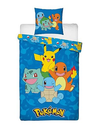 Pokémon, juego de sabanas infantil estampado reversible, PIKACHU STARTER, funda nórdica 140x200 cm