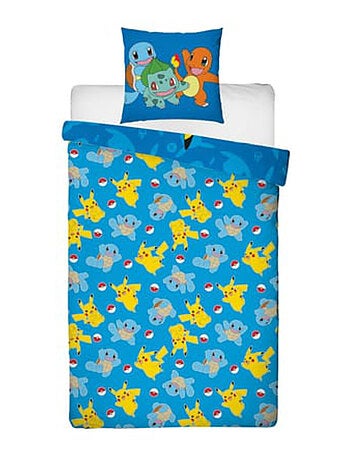 Pokémon, juego de sabanas infantil estampado reversible, PIKACHU STARTER, funda nórdica 140x200 cm