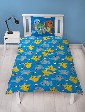Pokémon, juego de sabanas infantil estampado reversible, PIKACHU STARTER, funda nórdica 140x200 cm
