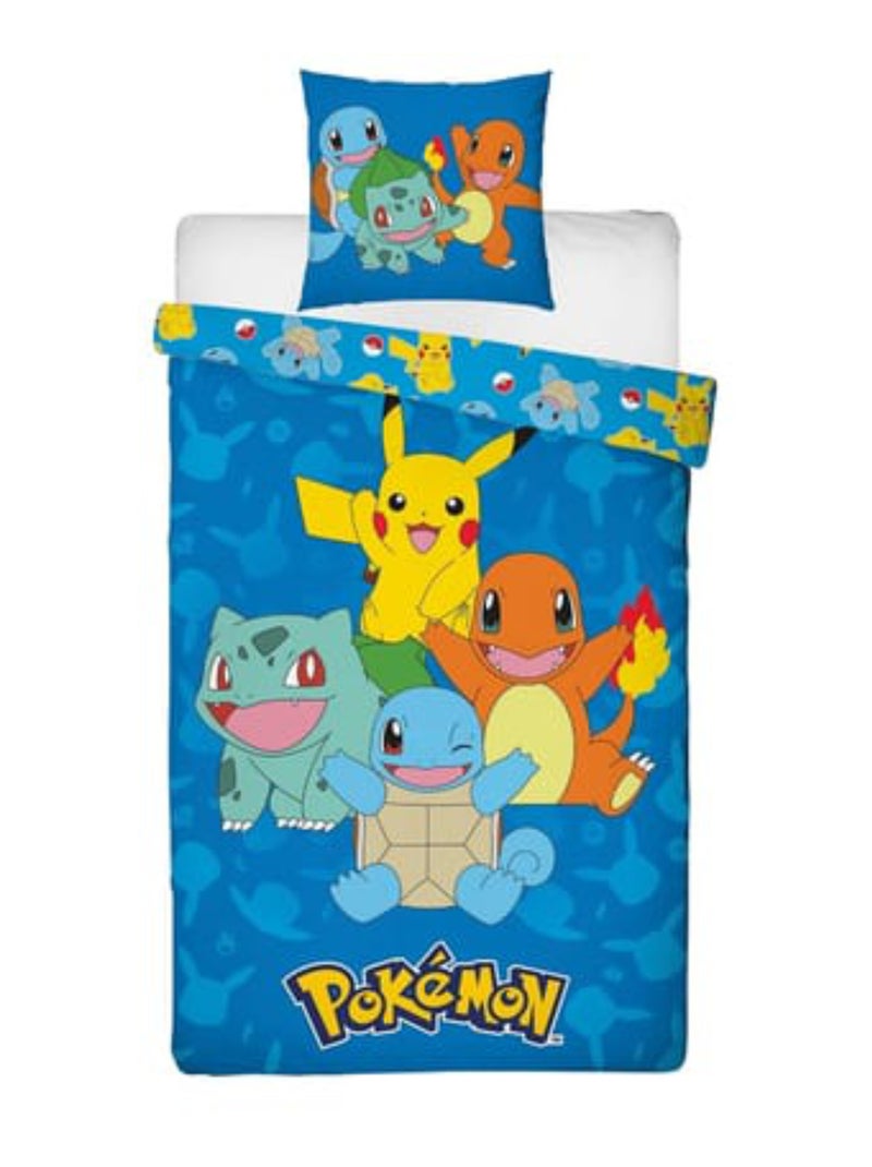 Pokémon, juego de sabanas infantil estampado reversible, PIKACHU STARTER, funda nórdica 140x200 cm Azul - Kiabi