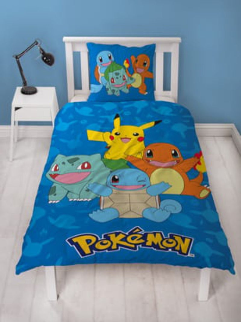 Pokémon, juego de sabanas infantil estampado reversible, PIKACHU STARTER, funda nórdica 140x200 cm Azul - Kiabi