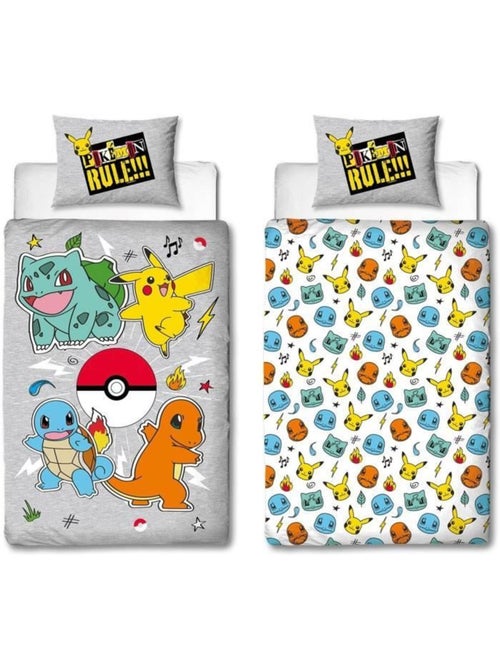 Pokémon, juego de sabanas infantil reversible, Pikachu Evolution, funda nórdica 140x200 cm - Kiabi Pokémon, juego de sabanas infantil reversible, Pikachu Evolution, funda nórdica 140x200 cm - Kiabi