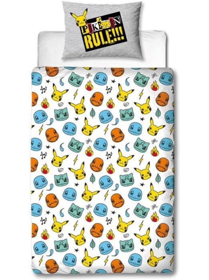 Pokémon, juego de sabanas infantil reversible, Pikachu Evolution, funda nórdica 140x200 cm Azul - Kiabi