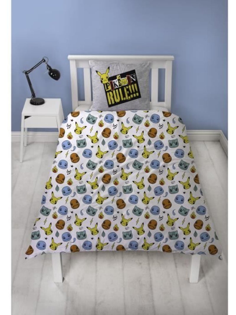 Pokémon, juego de sabanas infantil reversible, Pikachu Evolution, funda nórdica 140x200 cm Azul - Kiabi