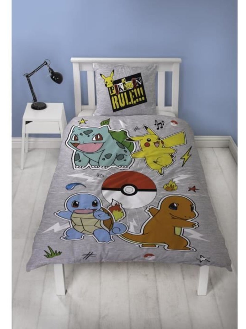 Pokémon, juego de sabanas infantil reversible, Pikachu Evolution, funda nórdica 140x200 cm Azul - Kiabi