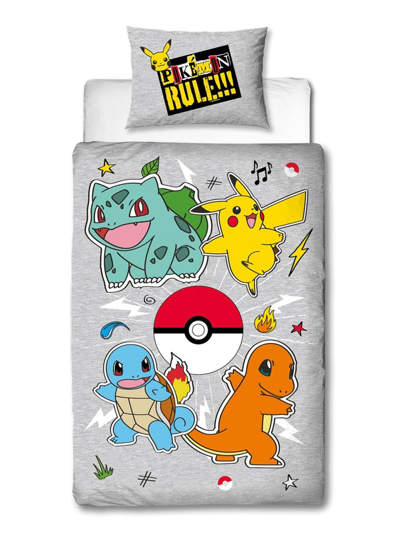 Pokémon, juego de sabanas infantil reversible, Pikachu Evolution, funda nórdica 140x200 cm Gris - Kiabi
