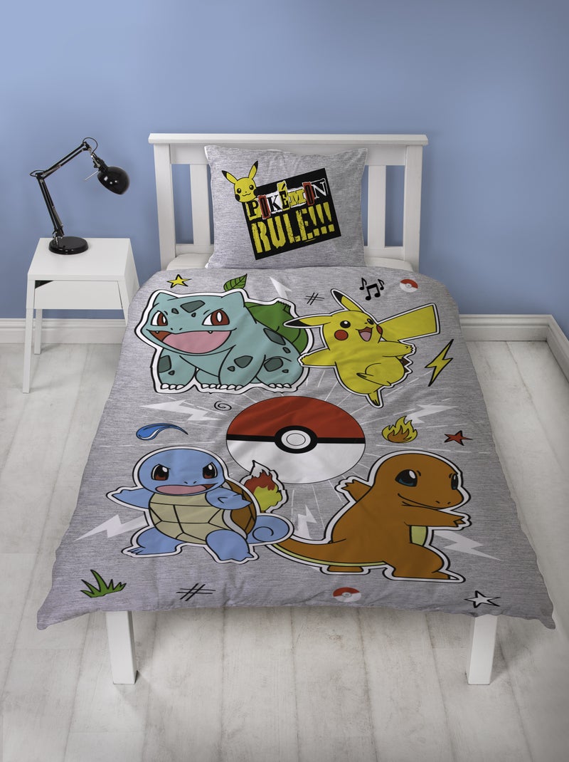 Pokémon, juego de sabanas infantil reversible, Pikachu Evolution, funda nórdica 140x200 cm Gris - Kiabi