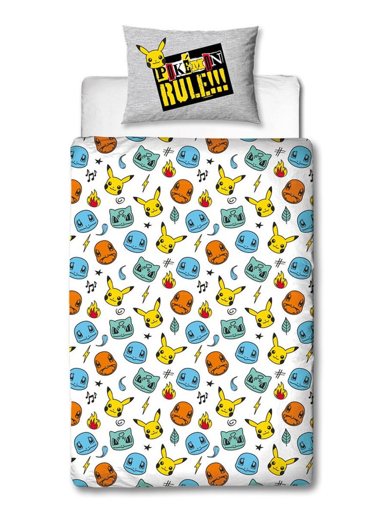 Pokémon, juego de sabanas infantil reversible, Pikachu Evolution, funda nórdica 140x200 cm Gris - Kiabi