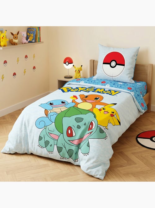 Pokémon, Juego de sábanas infantil reversible, Pikachu Starter Team, funda nórdica 140x200 cm - Kiabi Pokémon, Juego de sábanas infantil reversible, Pikachu Starter Team, funda nórdica 140x200 cm - Kiabi