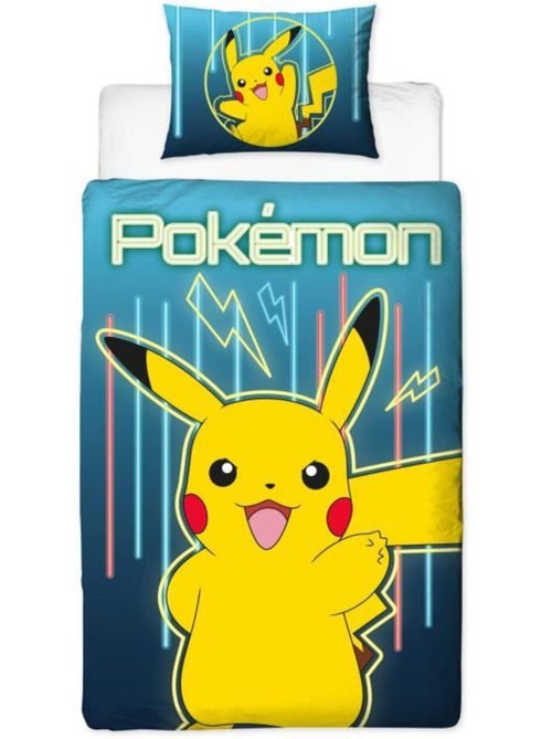 Pok?mon, juego de s?banas infantil estampado reversible, PIKACHU LASER, funda n?rdica 140x200 cm - Kiabi Pok?mon, juego de s?banas infantil estampado reversible, PIKACHU LASER, funda n?rdica 140x200 cm - Kiabi