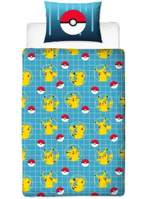 Pok?mon, juego de s?banas infantil estampado reversible, PIKACHU LASER, funda n?rdica 140x200 cm - Kiabi Pok?mon, juego de s?banas infantil estampado reversible, PIKACHU LASER, funda n?rdica 140x200 cm - Kiabi