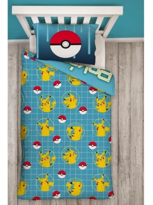 Pok?mon, juego de s?banas infantil estampado reversible, PIKACHU LASER, funda n?rdica 140x200 cm - Kiabi Pok?mon, juego de s?banas infantil estampado reversible, PIKACHU LASER, funda n?rdica 140x200 cm - Kiabi