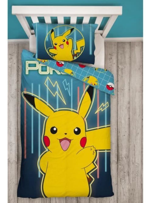 Pok?mon, juego de s?banas infantil estampado reversible, PIKACHU LASER, funda n?rdica 140x200 cm - Kiabi Pok?mon, juego de s?banas infantil estampado reversible, PIKACHU LASER, funda n?rdica 140x200 cm - Kiabi