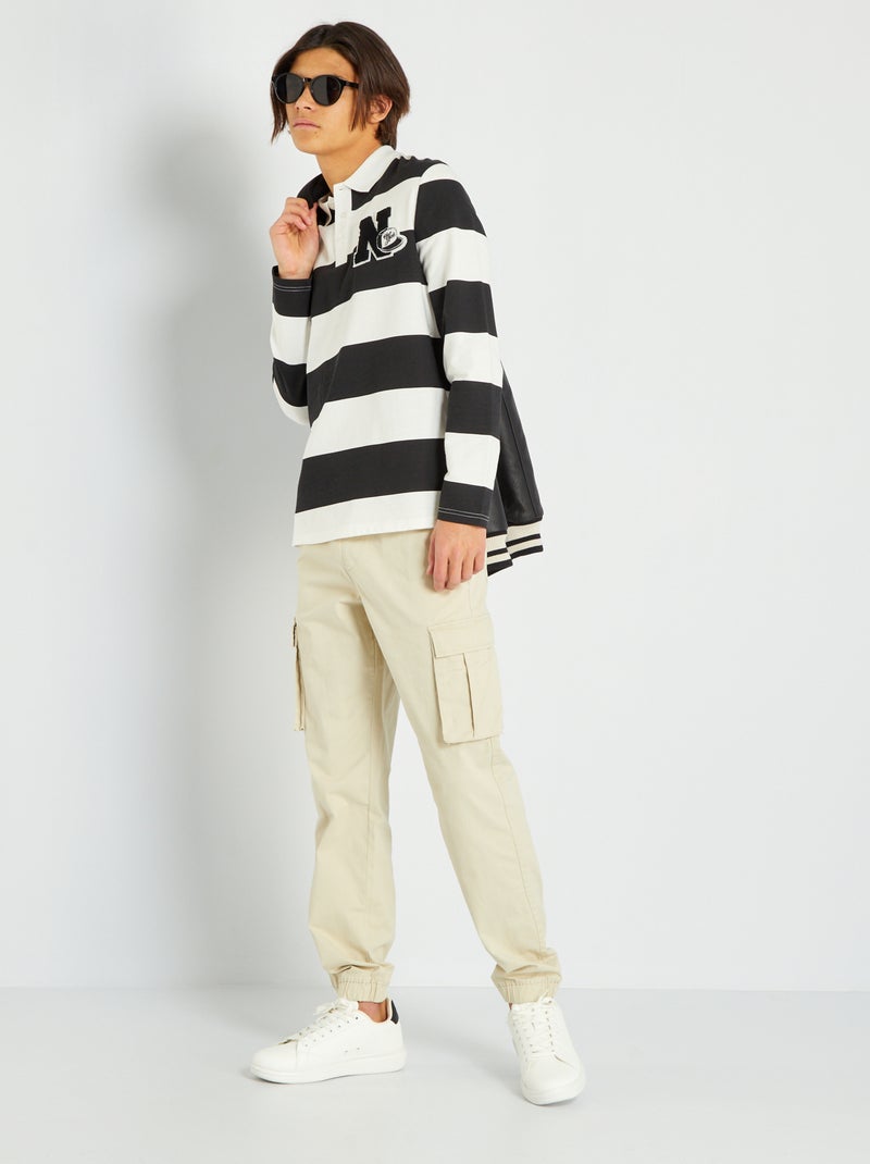 Polo a rayas estilo campus NEGRO - Kiabi