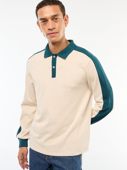 Polo bicolor de manga larga - Kiabi