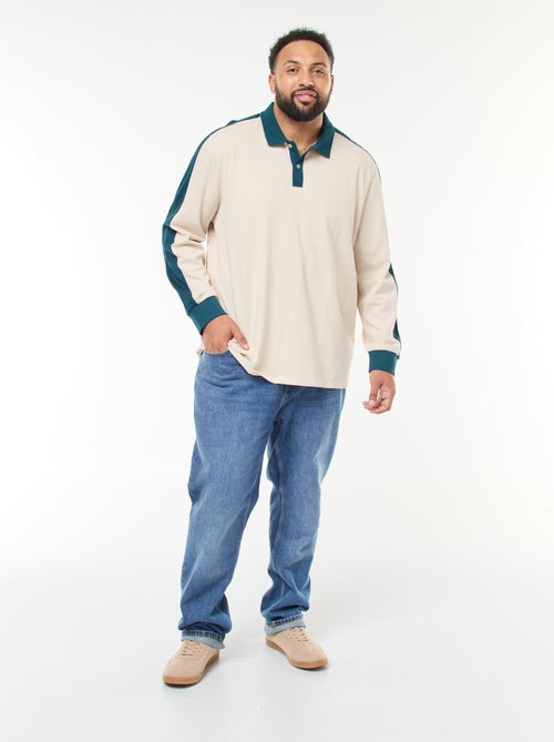 Polo bicolor de manga larga - Kiabi