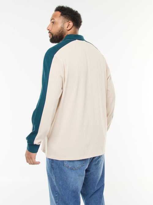 Polo bicolor de manga larga - Kiabi