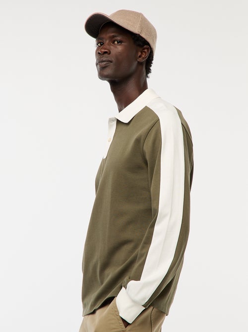 Polo bicolor de manga larga - Kiabi