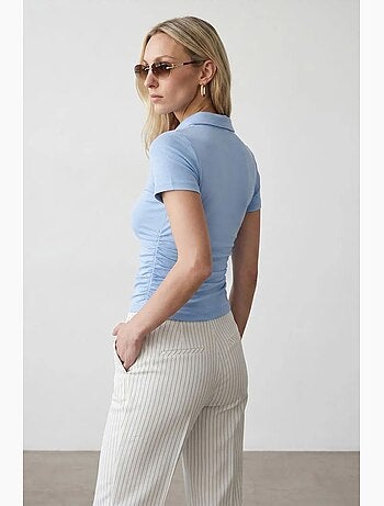 Polo camiseta cropped de mujer de corte slim dilvin