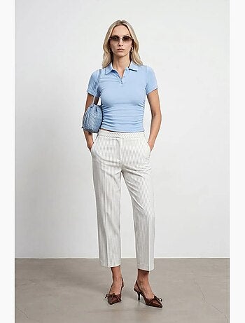Polo camiseta cropped de mujer de corte slim dilvin