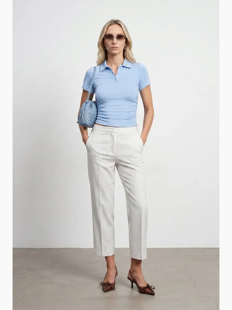 Polo camiseta cropped de mujer de corte slim dilvin Azul cielo - Kiabi