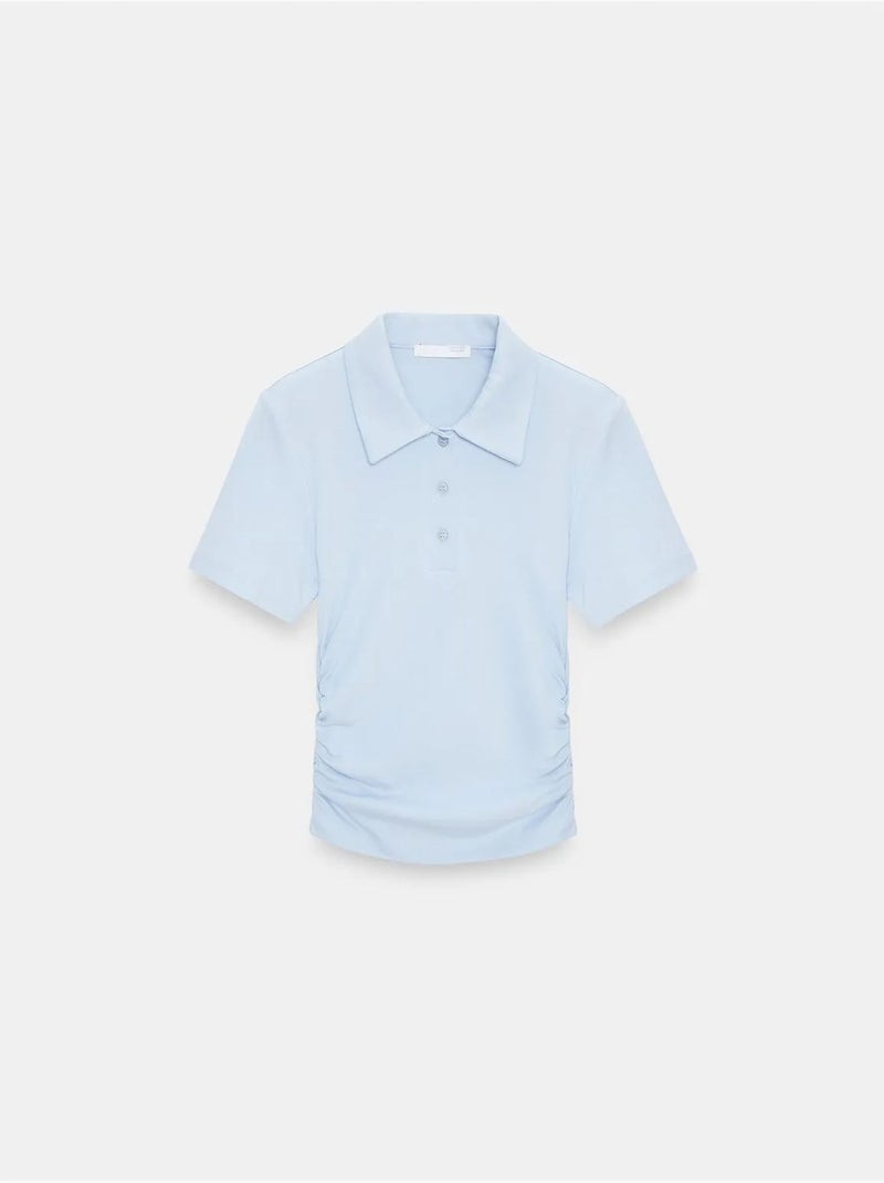 Polo camiseta cropped de mujer de corte slim dilvin Azul cielo - Kiabi