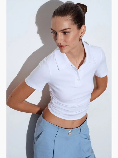 Polo camiseta cropped de mujer de corte slim dilvin - Kiabi