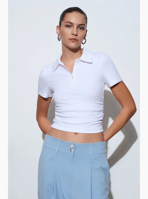 Polo camiseta cropped de mujer de corte slim dilvin - Kiabi