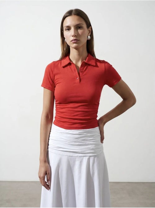 Polo camiseta cropped de mujer de corte slim dilvin - Kiabi