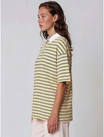 Polo camiseta de algodón a rayas para mujer busem