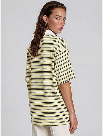 Polo camiseta de algodón a rayas para mujer busem
