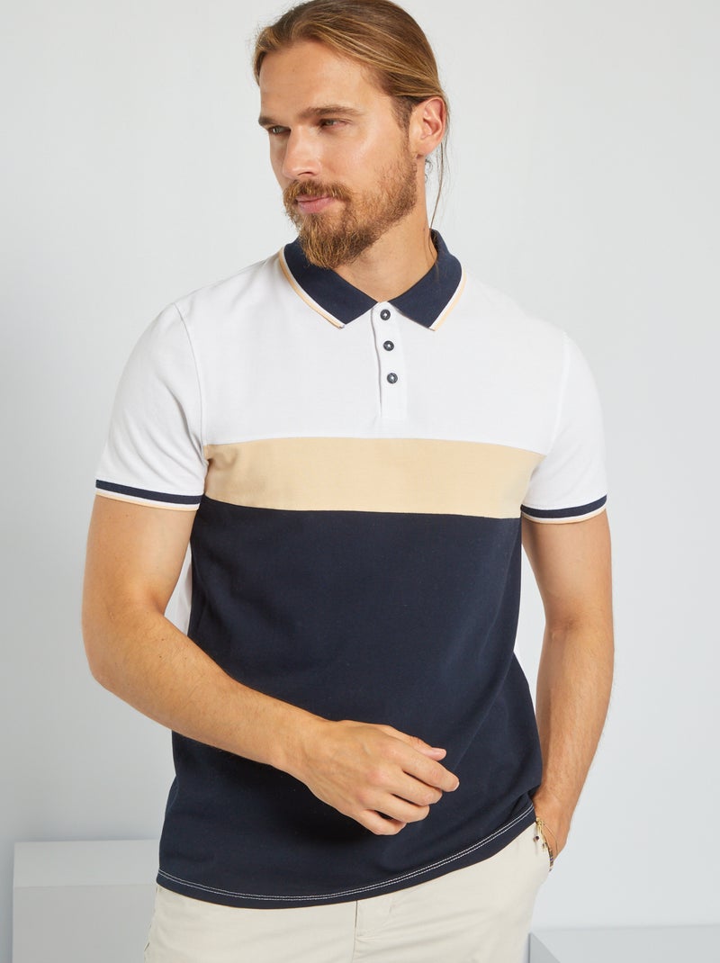 Polo colorblock de piqué de algodón AMARILLO - Kiabi