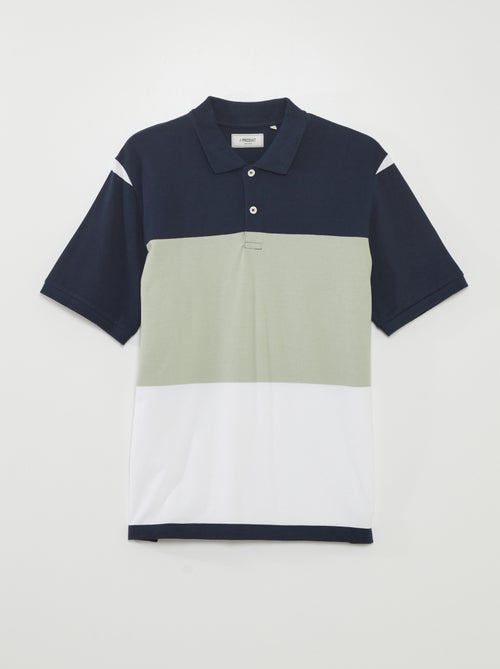 Polo colorblock de piqué de algodón 'Produkt' - Kiabi