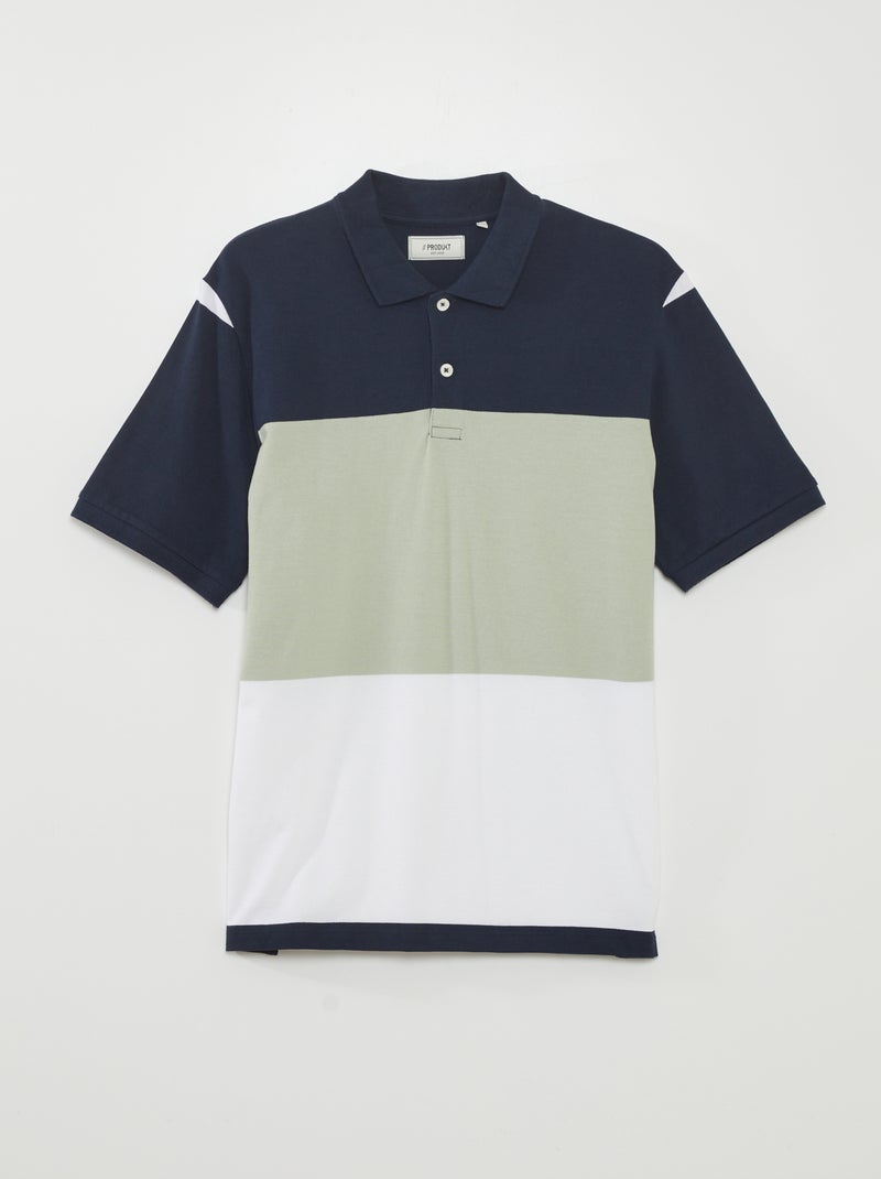 Polo colorblock de piqué de algodón 'Produkt' BEIGE - Kiabi