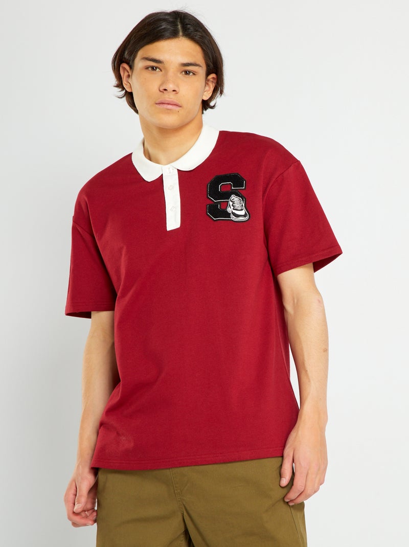 Polo con bordado en el pecho NEGRO - Kiabi