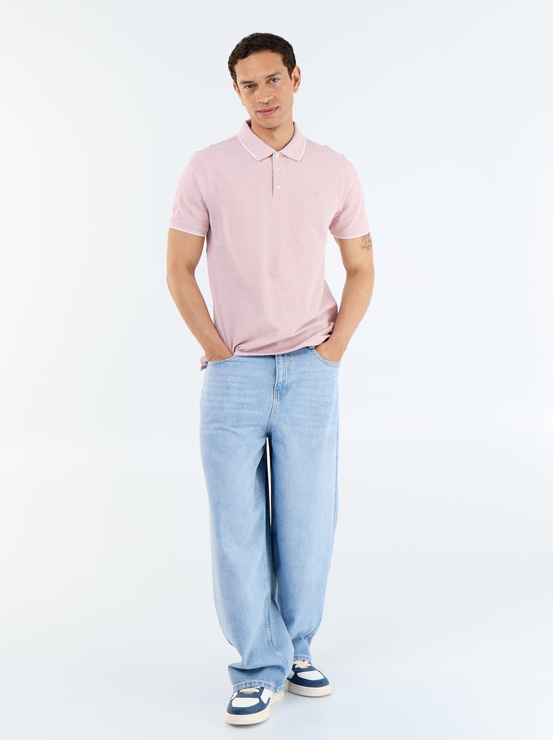 Polo con bordado en el pecho Rosa - Kiabi