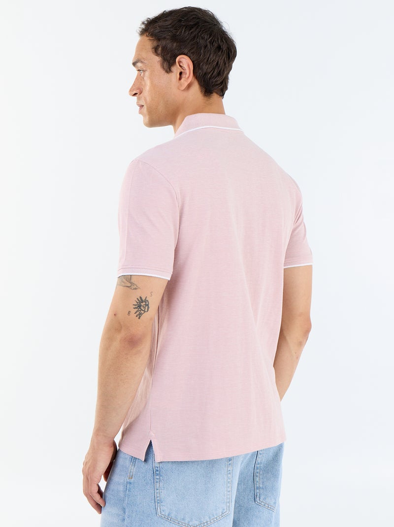 Polo con bordado en el pecho Rosa - Kiabi