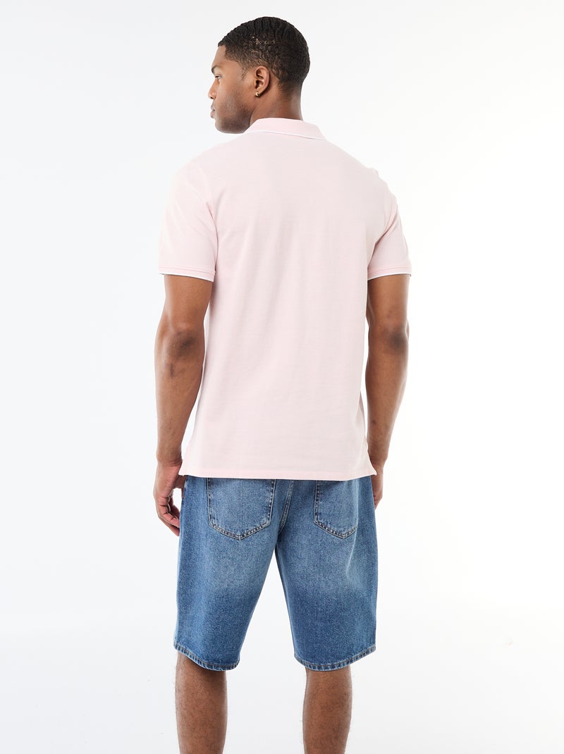 Polo con bordado en el pecho Rosa - Kiabi