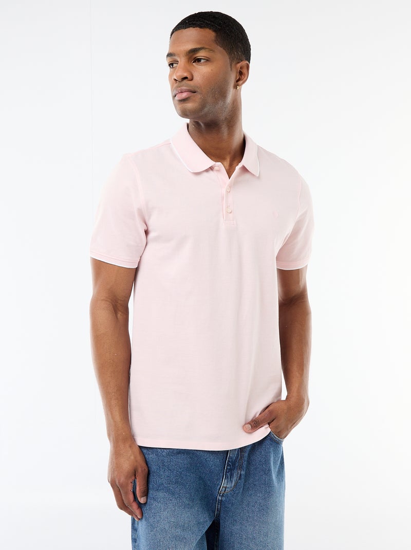 Polo con bordado en el pecho Rosa - Kiabi