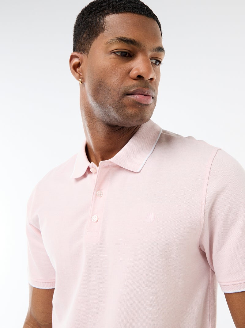 Polo con bordado en el pecho Rosa - Kiabi