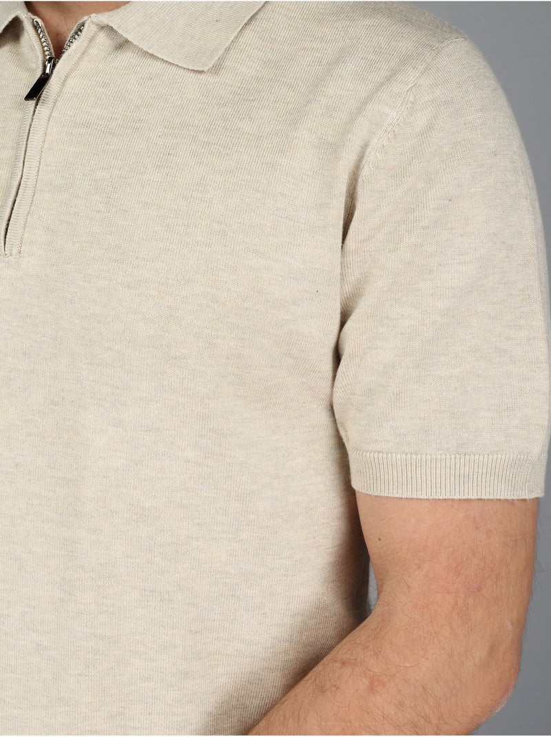 Polo con cuello con cremallera - Frilivin Beige - Kiabi