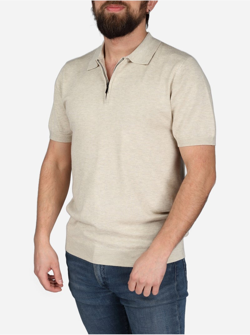 Polo con cuello con cremallera - Frilivin Beige - Kiabi